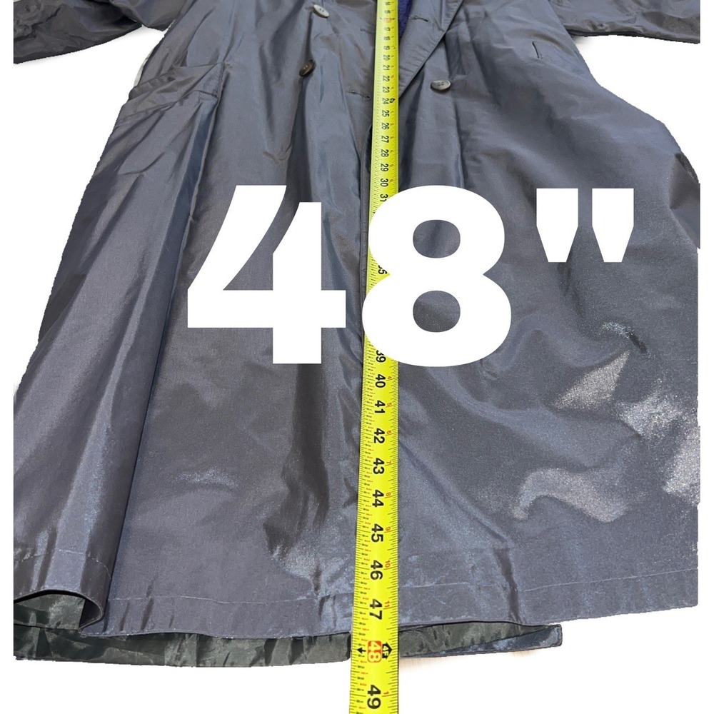 British Mist Women's Long Trench Coat Size 10 Gray Double Breasted Belted 48" - Picture 5 of 11